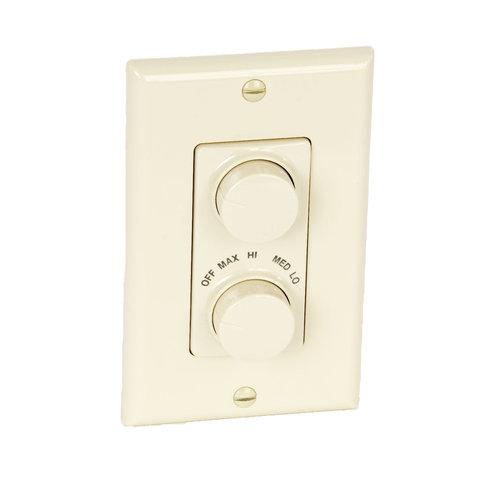 Broan 79w Wall Rotary Dial Dual Control White Paddle Fan Speed/Light Dimmer 120v 